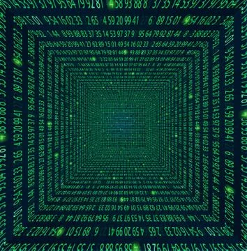 Template coding and programming theme. Green - cyan numbers rows. Vector tiled Illustrazione stock