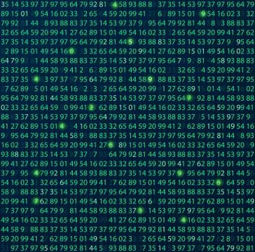 Template coding and programming theme. Green - cyan numbers rows. Vector tiled Stock-Illustration