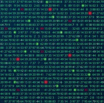 Template coding and programming theme. Green - cyan numbers rows. Vector tiled Stock Illustration