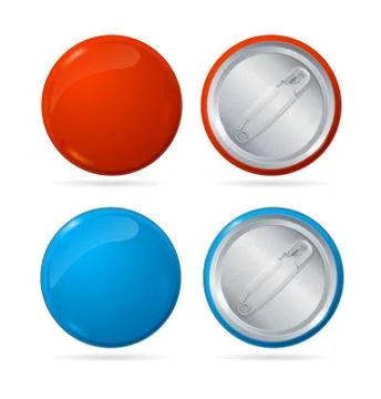 Template Color Blank Circle Button Badge Pin Set. Vector Illustrazione stock