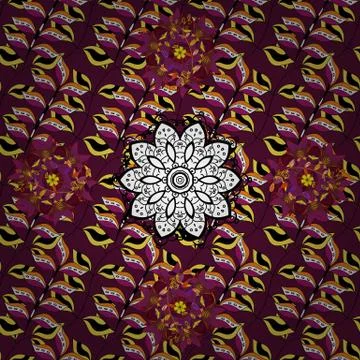 Template Colored mandala vector circle of zentangle hand drawn on white, black a イラスト素材