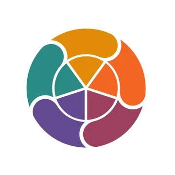Template from colored pie charts and ring for Infographics circular cyclic pr Illustrazione stock