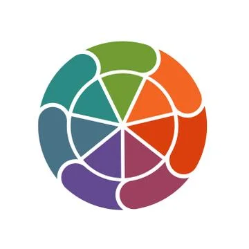 Template from colored pie charts and ring for Infographics circular cyclic pr Stock Illustration