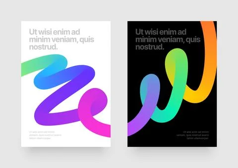 Template with colorful gradient squiggles shapes. Stock Illustration