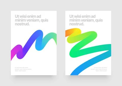 Template with colorful gradient squiggles shapes. Stock Illustration