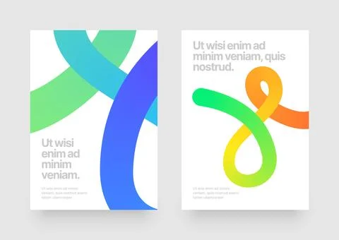 Template with colorful gradient squiggles shapes. Stock Illustration