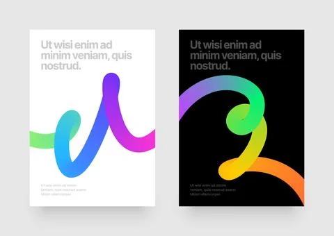 Template with colorful gradient squiggles shapes. Stock Illustration