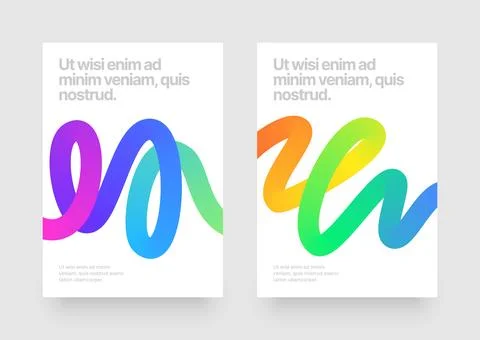 Template with colorful gradient squiggles shapes. Illustrazione stock