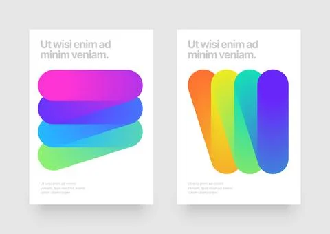 Template with colorful gradient squiggles shapes. Stock Illustration