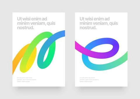 Template with colorful gradient squiggles shapes. Stock Illustration