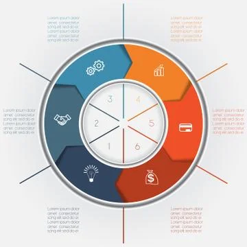 Template colour ring from arrows six positions for text area Stock Illustration