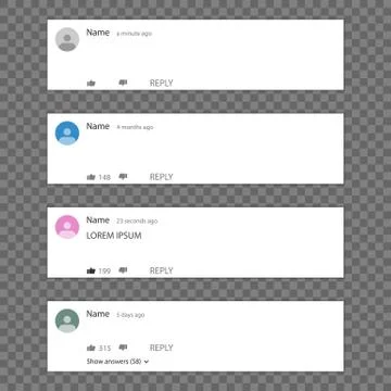 Template of comments. Leave a comment on the video. Reply to comment. To make 스톡 일러스트