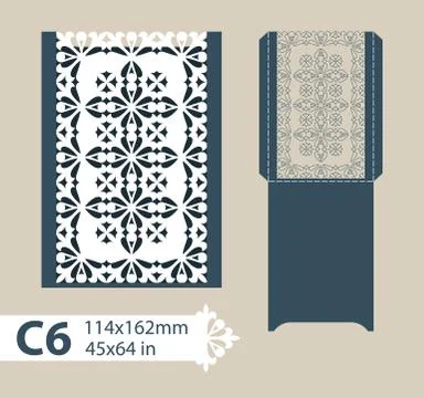 Template congratulatory envelope with carved openwork pattern Stock Illustration