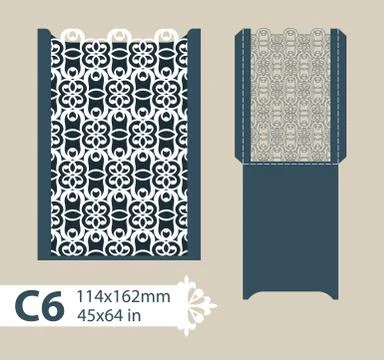 Template congratulatory envelope with carved openwork pattern Stock Illustration