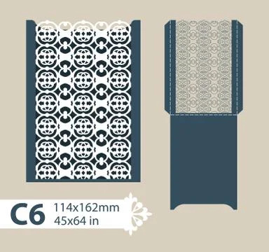 Template congratulatory envelope with carved openwork pattern Stock Illustration