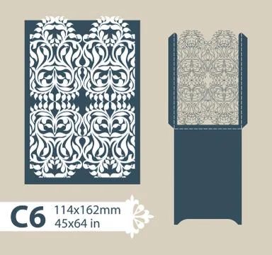 Template congratulatory envelope with carved openwork pattern Stock Illustration