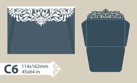 Template congratulatory envelope with carved openwork pattern Stock Illustration