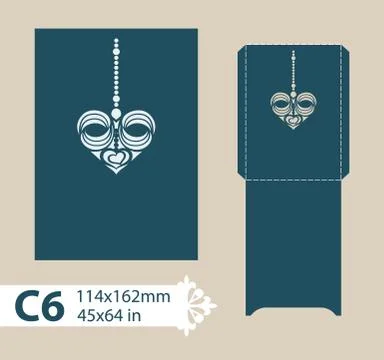Template congratulatory envelope with carved openwork pattern Stock Illustration