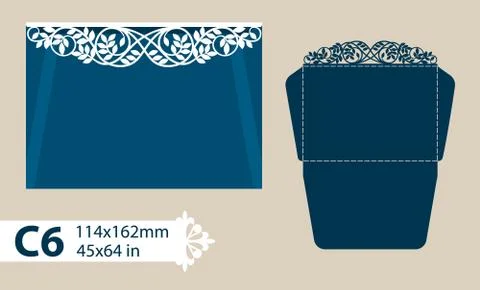 Template congratulatory envelope with carved openwork pattern Stock Illustration