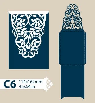 Template congratulatory envelope with carved openwork pattern Illustrazione stock