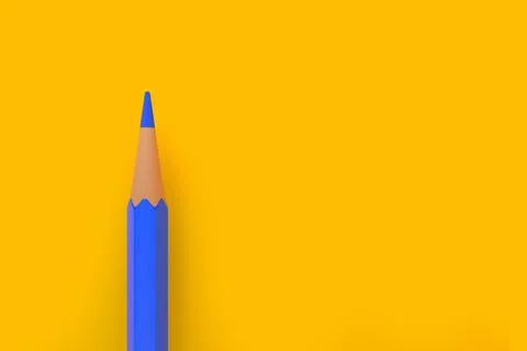Template with copy space by top view close up macro photo of blue pencil Illustrazione stock