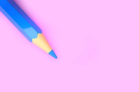 Template with copy space by top view close up macro photo of blue pencil Illustrazione stock