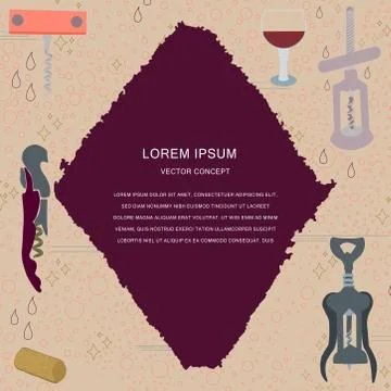 Template with corkscrews textured background and text Stock Illustration