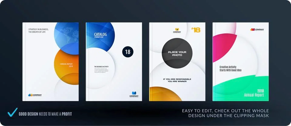 Template. Creative abstract minimal design of brochure set, annual report 스톡 일러스트