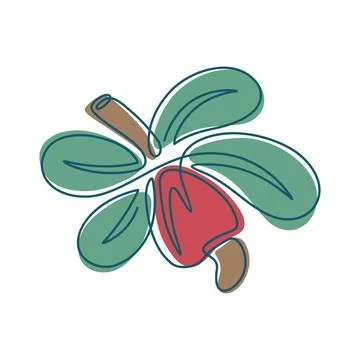 Template creative and fun cashew fruit logo outline style design symbol Stock Illustration