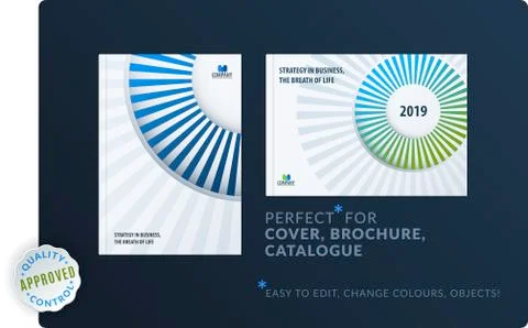 Template. Creative blue green abstract minimal design of brochure set, annual Stockillustratie