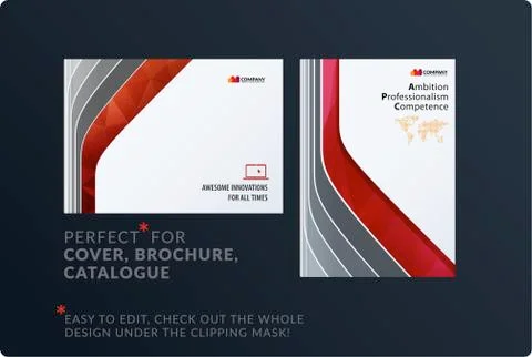 Template. Creative red abstract minimal design of brochure set, annual report Stock Illustration