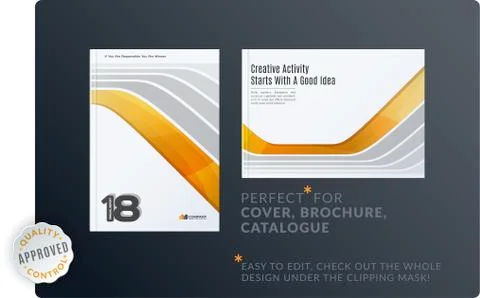Template. Creative yellow grey abstract minimal design of brochure set, annual 스톡 일러스트