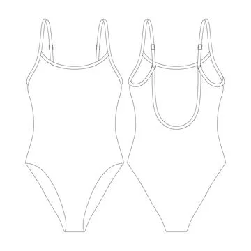 Template crinkle scoop swimsuit vector illustration flat design outline clo.. Stock Illustration