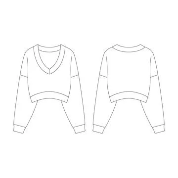 Template cropped knit sweater vector illustration flat design outline cloth.. Stock Illustration