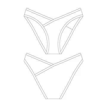 Template cross front bikini underwear vector illustration flat design outli.. Stock Illustration