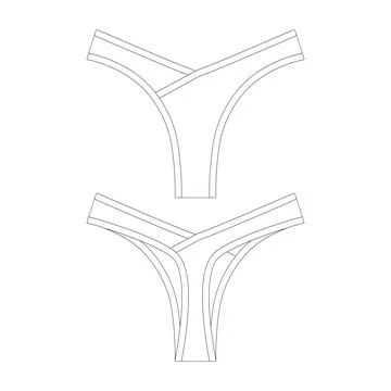 Template cross front low rise thong underwear vector illustration flat desi.. Stock Illustration