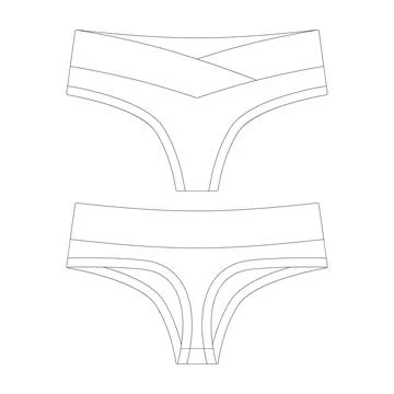 Template crossover thong underwear vector illustration flat design outline .. Stock Illustration