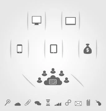 Template with cut papers for business design, infographics, reports 스톡 일러스트