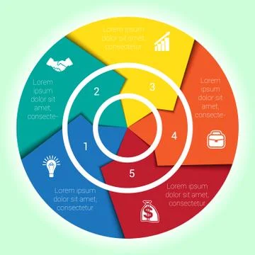 Template cyclic diagramme for Infographic five position Illustrazione stock