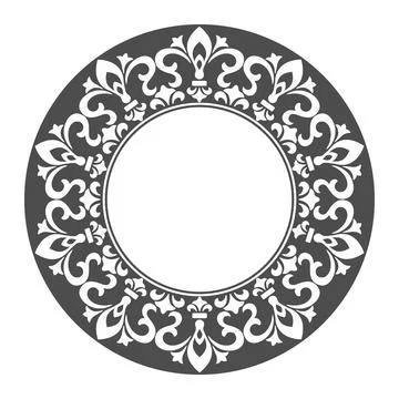 Template for a decorative frame with a place for text. Golden round openwork Stock Illustration