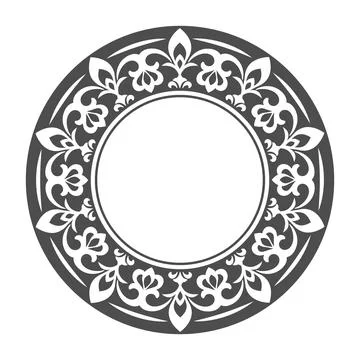 Template for a decorative frame with a place for text. Golden round openwork Stock Illustration