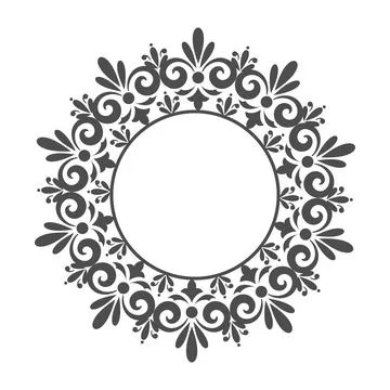 Template for a decorative frame with a place for text. Golden round openwork Stock Illustration
