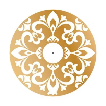 Template for a decorative frame with a place for text. Golden round openwork Illustrazione stock