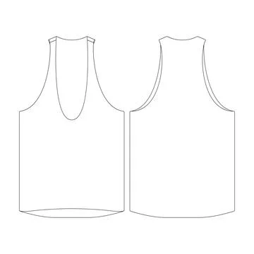 Template deep uneck tank top vector illustration flat design outline clothi.. Stock Illustration
