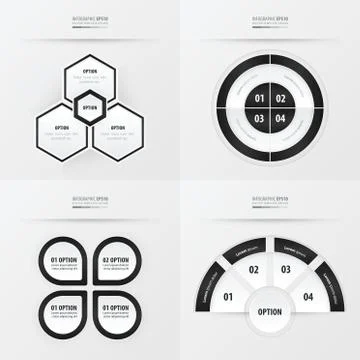 Template design 4 item  black and white color Stock Illustration