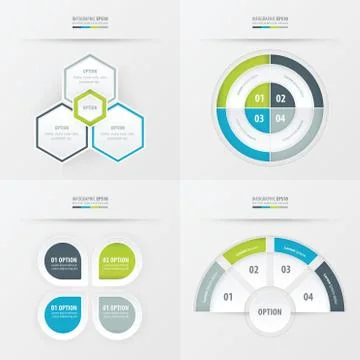 Template design 4 item  Green, blue, gray color Stock Illustration