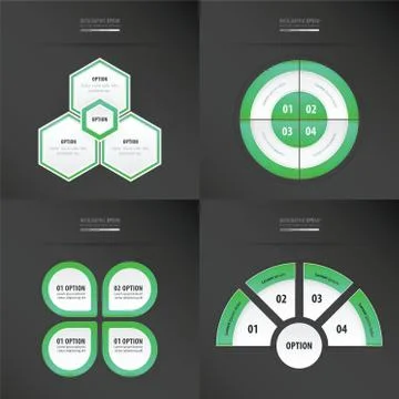 Template design 4 item   neon green color Illustrazione stock