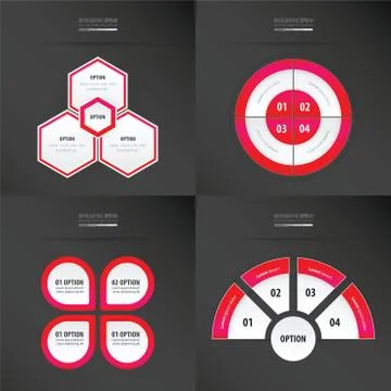 Template design 4 item   neon pink color Stock Illustration