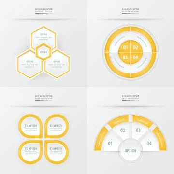 Template design 4 item   yellow color Stock Illustration