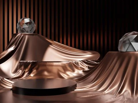 .template design with bronze fabric and pedestal in the center for advertisin Stock Illustration